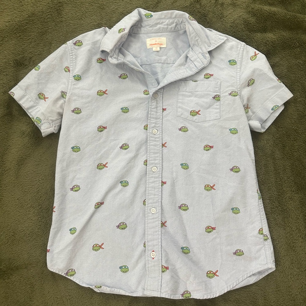 Nickelodeon TMNT Button-Up Shirt | crewcuts Kids 14 | Ninja Turtles Print